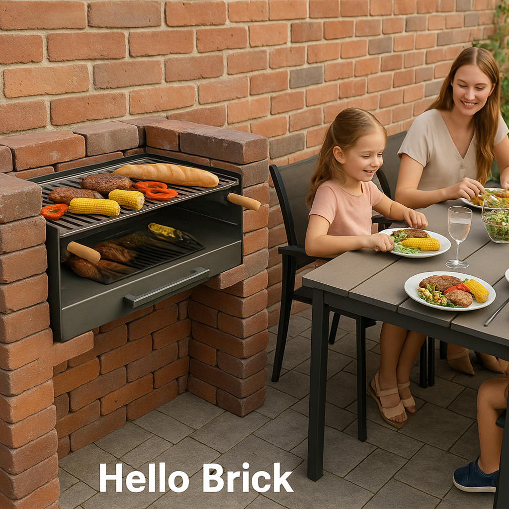 Hello Brick Grillbox in rotblaubunt